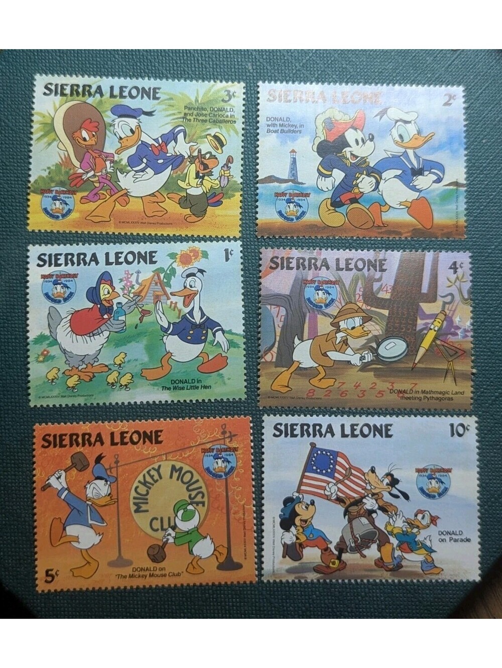 1984 Sierra Leone Disney 50th   6-STAMP  Minnie Mickey Donald Duck MNH